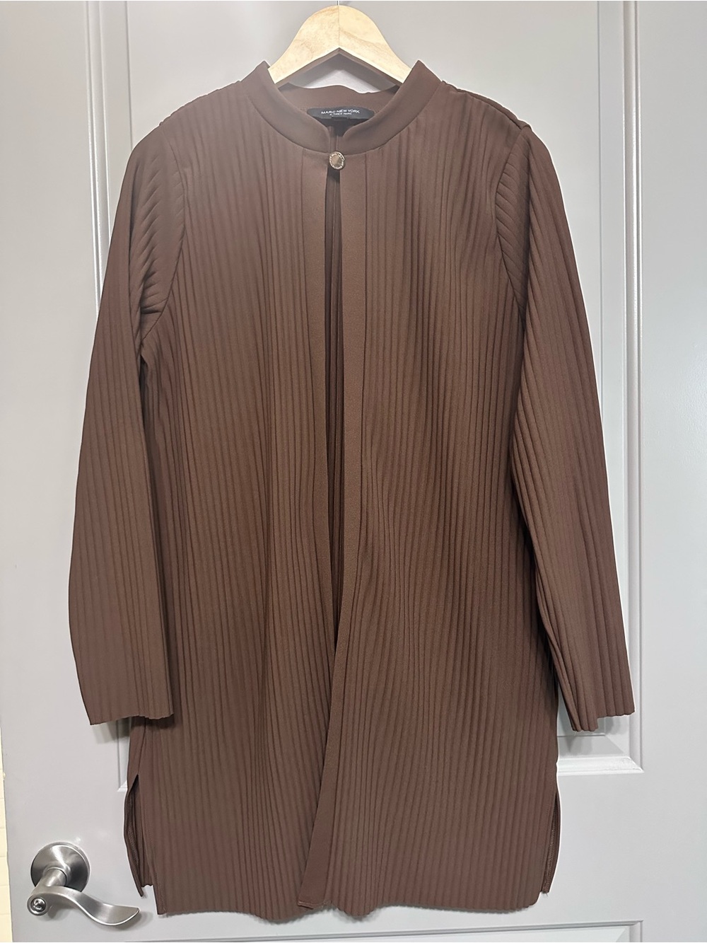 Marc New York Chocolate Brown Ribbed Open Cardigan